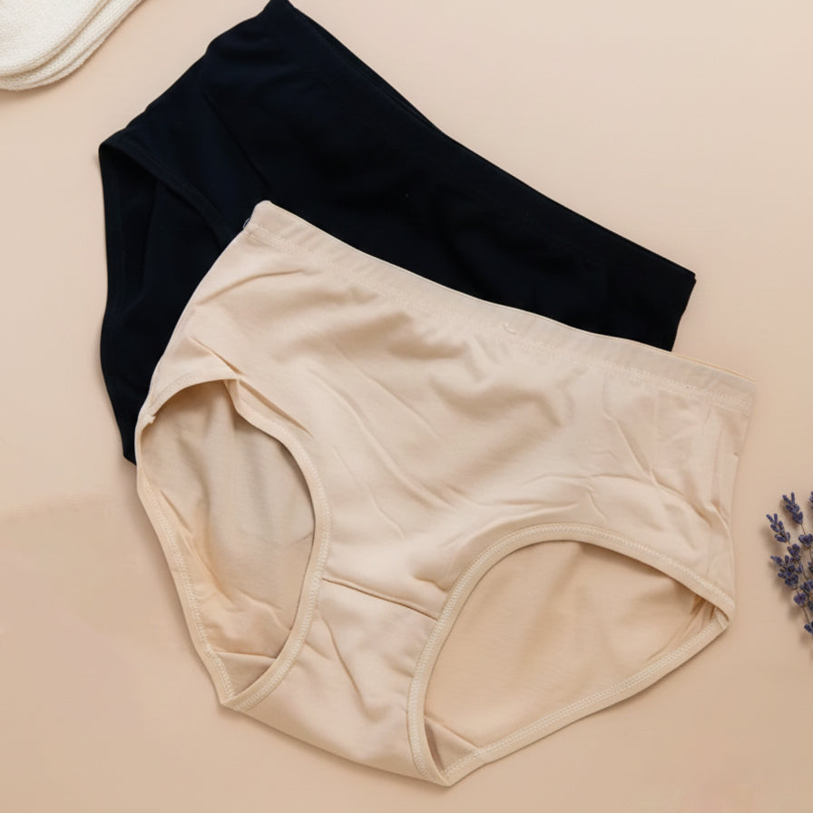 Premium Plain Cotton Panty - Skin and Black