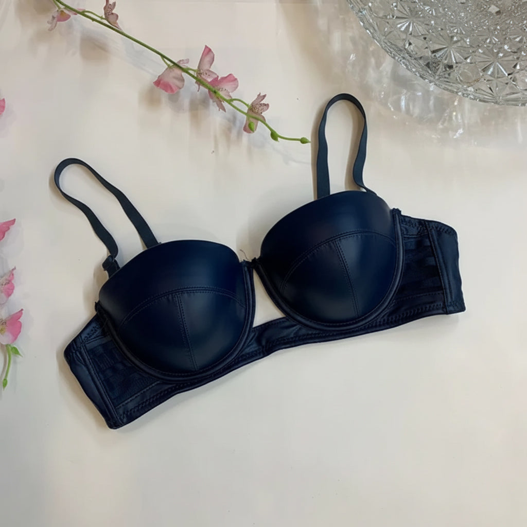 LEATHER HALF CUP THIN PAD BRA