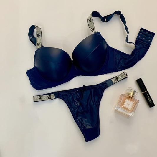 Glossy Touch Faux Leather Bra & Panty Set