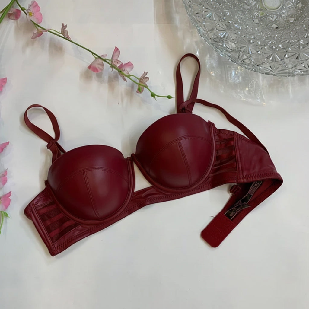 LEATHER HALF CUP THIN PAD BRA