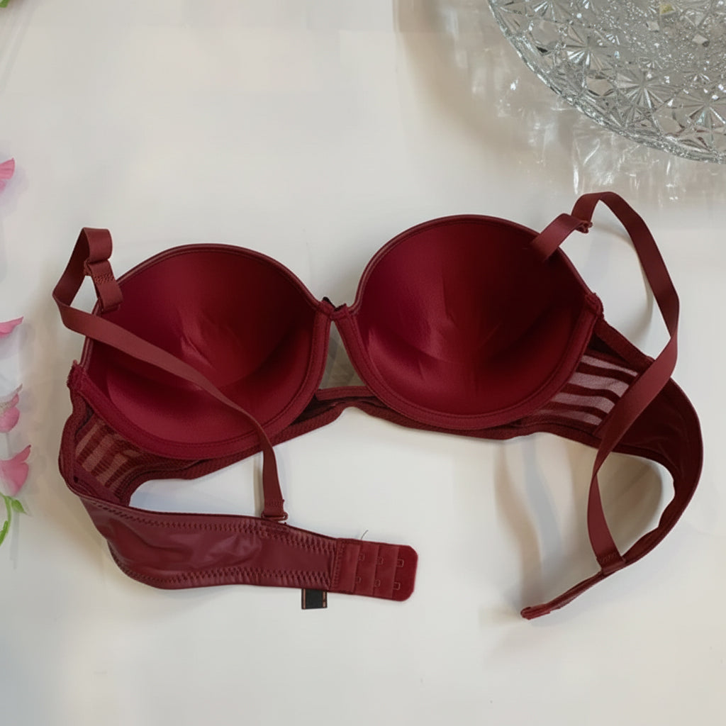 LEATHER HALF CUP THIN PAD BRA