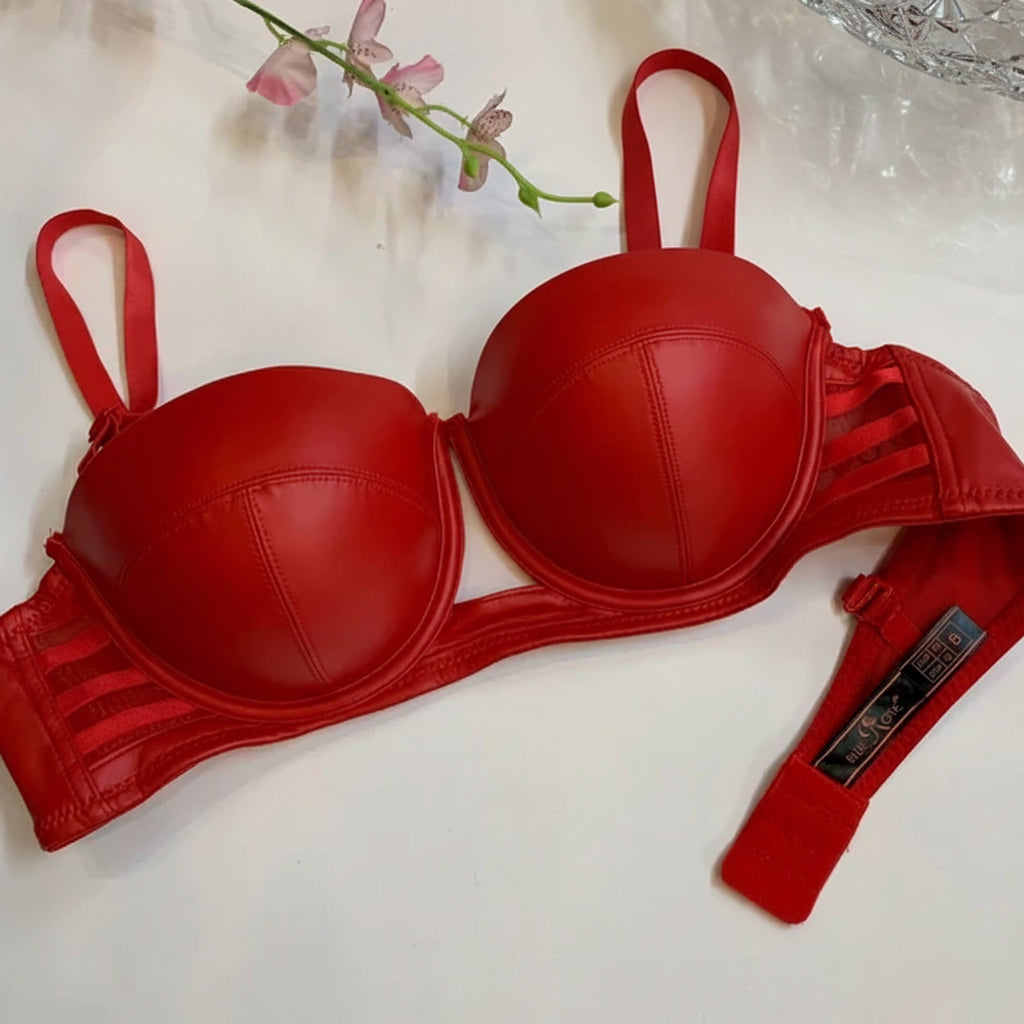 LEATHER HALF CUP THIN PAD BRA