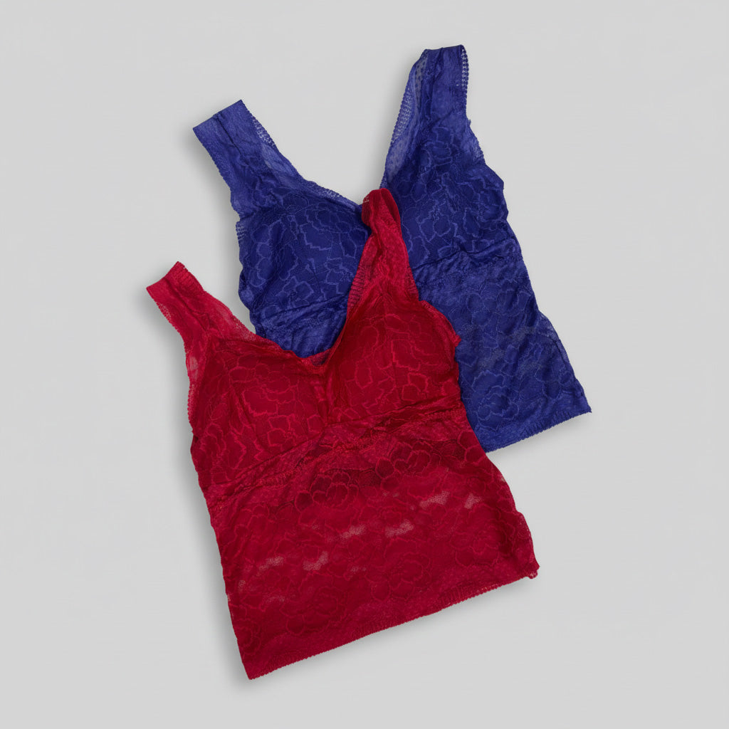 Red and Blue Comfortable Padded Net Camisole soft padded mesh top for women trendy stylish layered casual wear