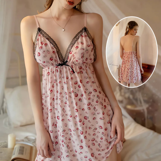 Floral Print Baby Doll Net Lingerie