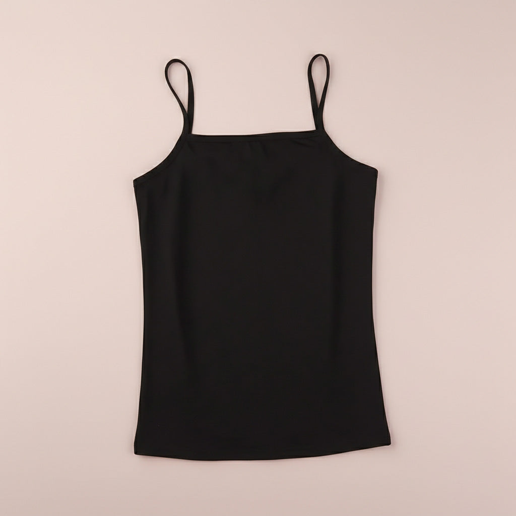 Black - Women lightweight cotton camisole plain basic cami top soft stretch comfortable layering top