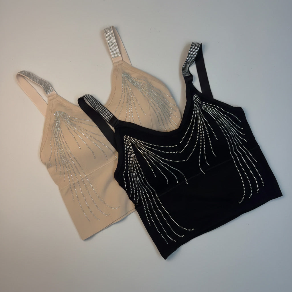 Sparkle rhinestone cami top lightweight stretchable party wear for girls