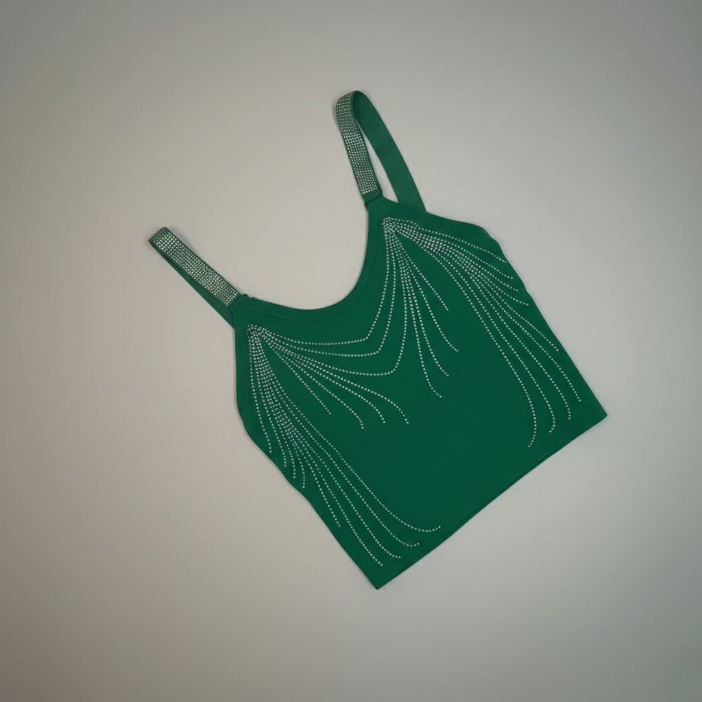 Trendy shiny stone camisole glam night out top for women