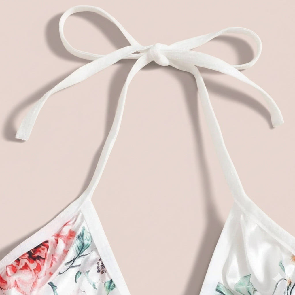 Soft Flower Printed 3 Peice Nighty - Bikni