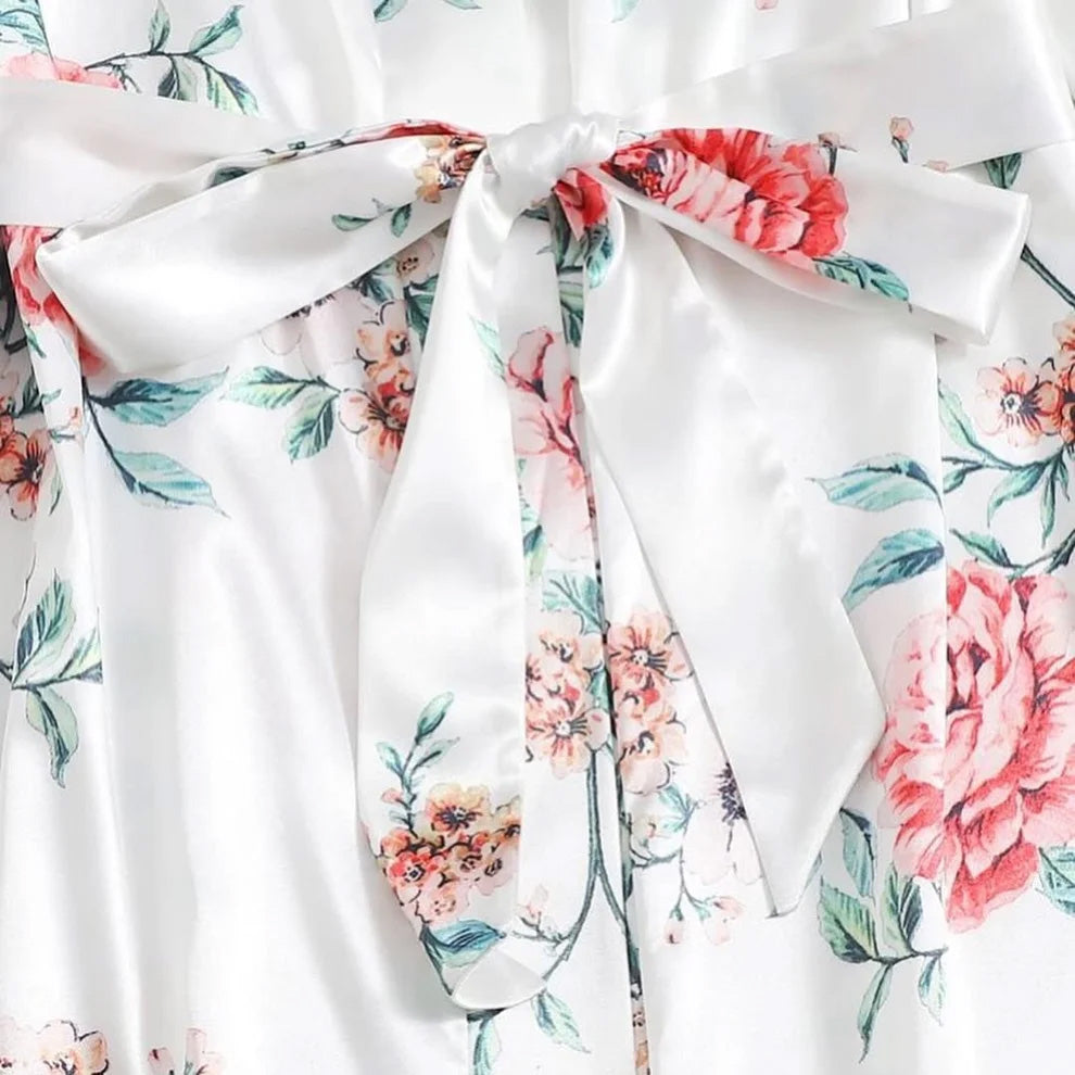 Soft Flower Printed 3 Peice Nighty - Close up