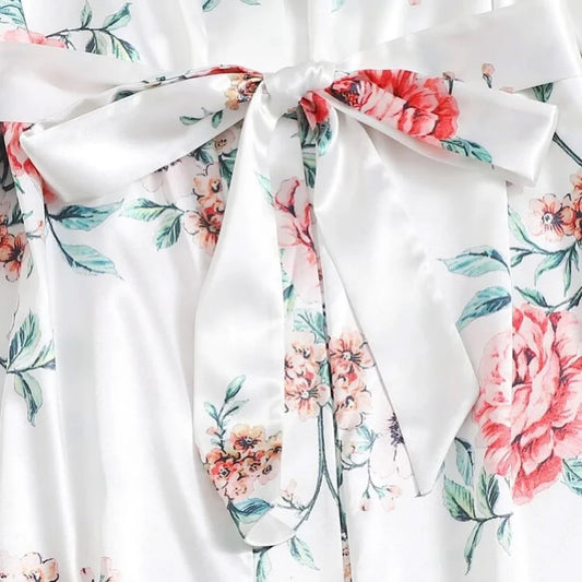 Soft Flower Printed 3 Peice Nighty - Close up