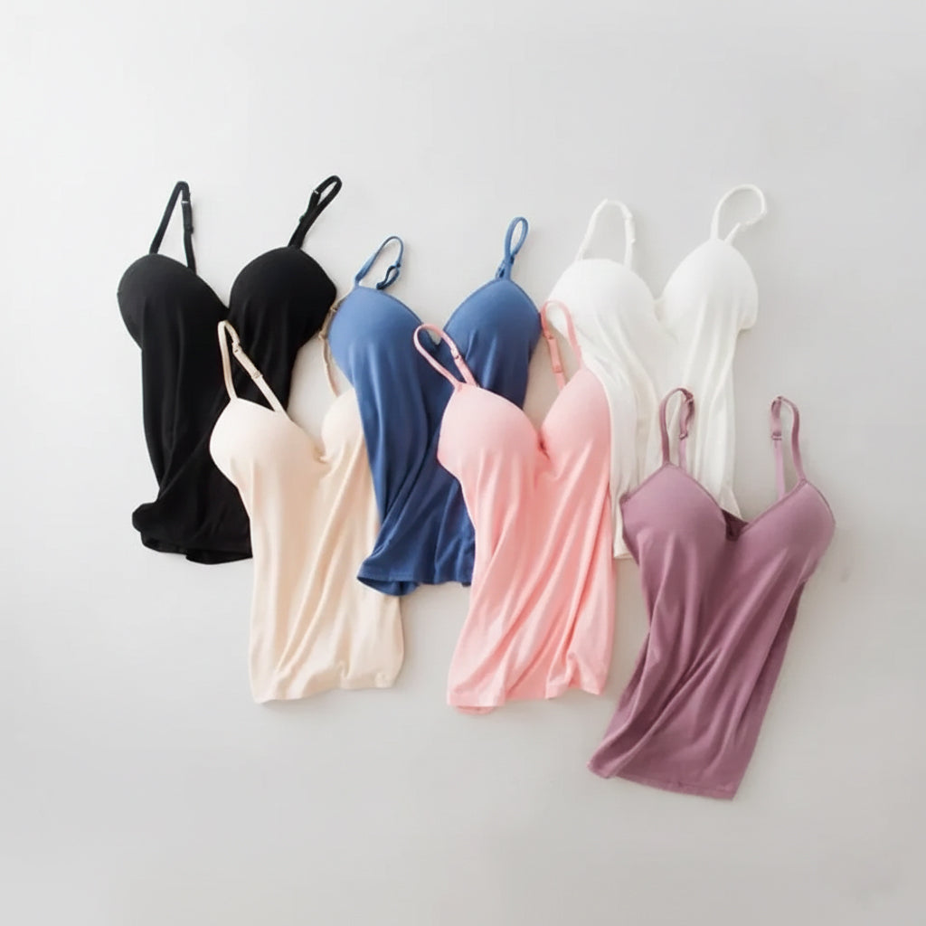Side fit body shape cotton padded cami with light support