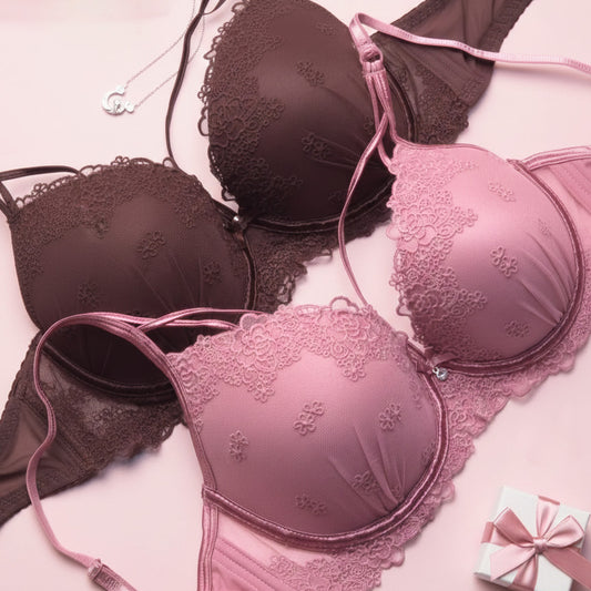 Double strip demi cup push up bra padded underwire support bra for smooth curve and cleavage 