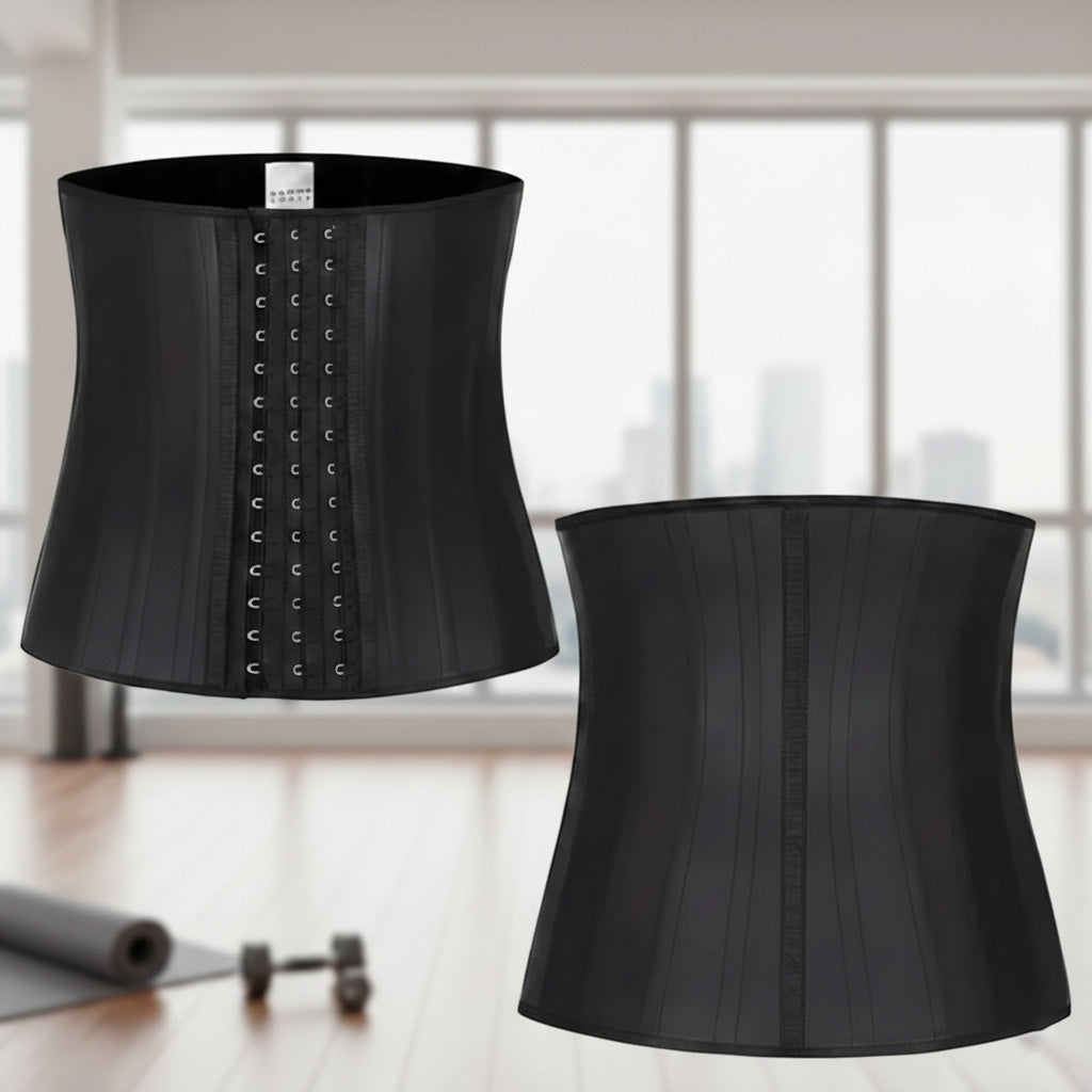 Ultra Stretch Tummy Slimming Belt with Steel Hooks - Black Colour