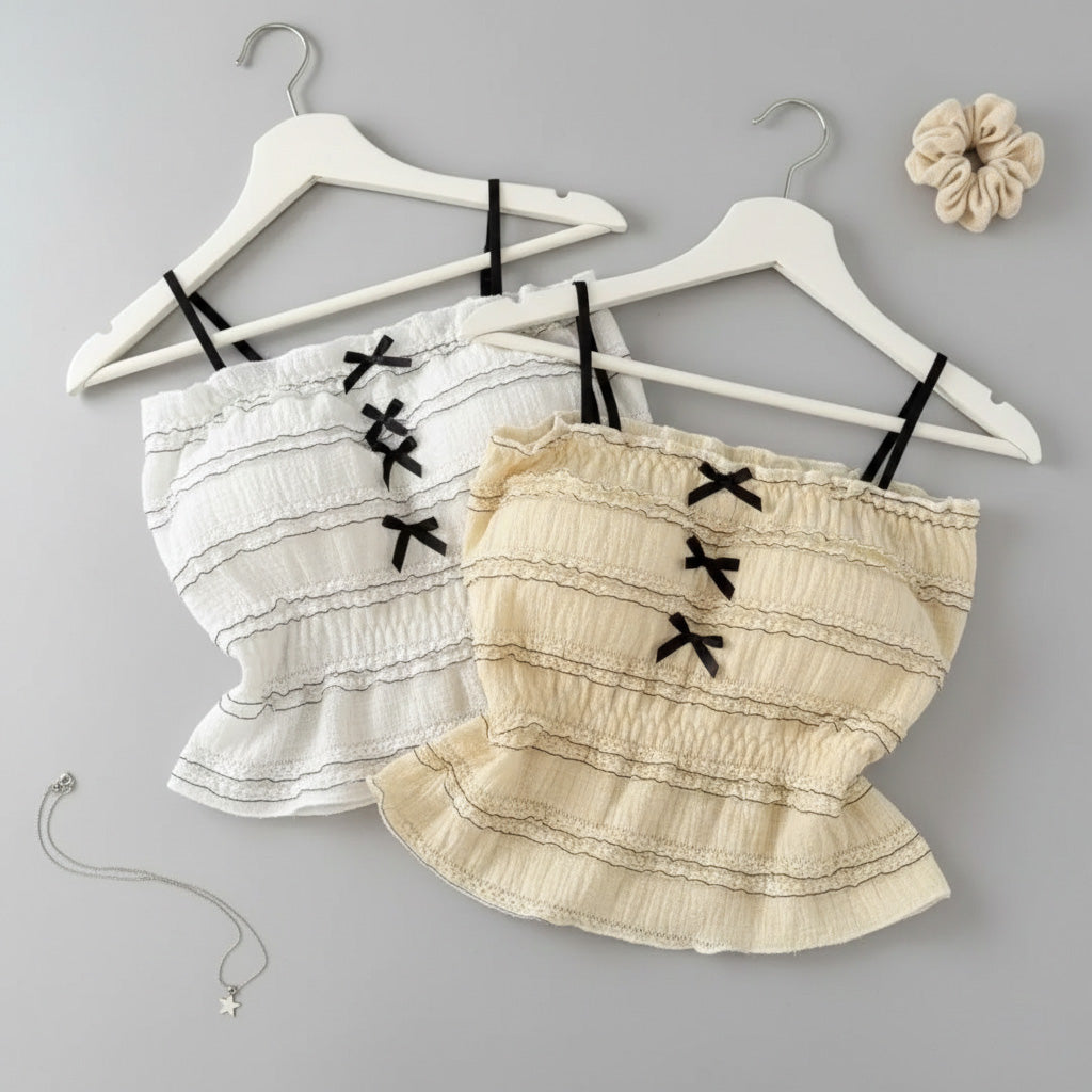 Front view thin straps lacy tank top for women and teens 